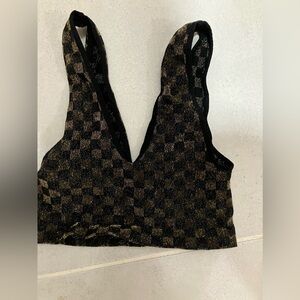Free people midriff tank.  Size-XS/S.  Color- blk/gold
